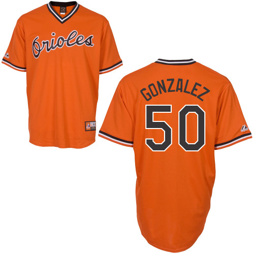 Miguel Gonzalez #50 Youth Baseball Jersey-Baltimore Orioles Authentic Alternate Orange Cool Base MLB Jersey